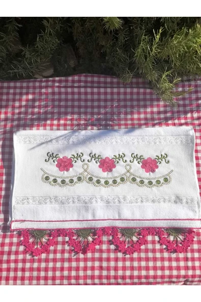 Peacock Güpürlü, Nakışlı , Çeyizlik El Havlusu 50x90 - 3