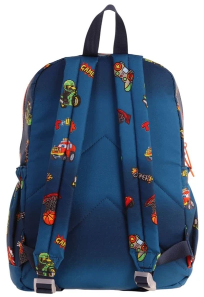 Kaukko Kids Dört Bölmeli Erkek Çocuk Silikon Aksesuarlı Lacivert Turuncu İlkokul Çantası - Resim 3