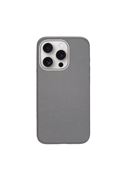 ezotech iPhone 15 Pro Max Kılıf Magsafe Şarj Özellikli PU Deri Zore Adora Kapak-Koyu Gri ürün görseli