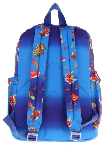 Kaukko Kids Dört Bölmeli Erkek Çocuk Silikon Aksesuarlı Mavi Kırmızı İlkokul Çantası - Resim 3