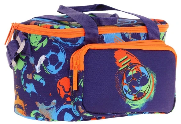 Kaukko Kids Thermo Isı Yalıtımlı Erkek Çocuk Futbol Topu Baskılı Lacivert Turuncu Beslenme Çantası L7269 (İki Bölmeli) ürün görseli