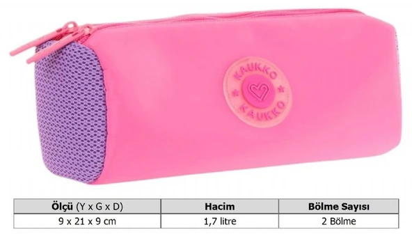 Kaukko İki Bölmeli Kız Çocuk Okul Kalem Çantası - Pembe Mor - K2741 - Resim 3