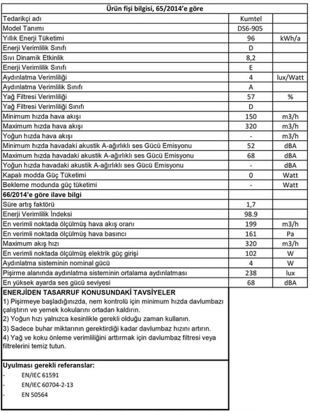 Kumtel DS6-905 W Beyaz Sürgülü Aspiratör - 3