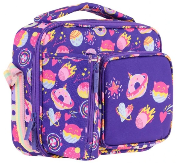 Kaukko Kız Çocuk, Mor, Şekerleme Baskılı Isı Yalıtımlı Üç Bölmeli (Matara Cepli) Okul Beslenme Çantası L7216 ürün görseli