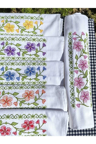 Peacock Kanaviçe nakışlı Premium hediyelik ve Çeyizlik havlu - 5