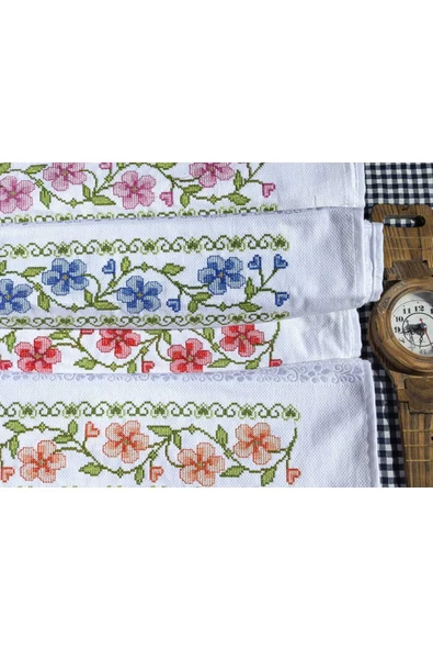 Peacock Kanaviçe nakışlı Premium hediyelik ve Çeyizlik havlu - 5