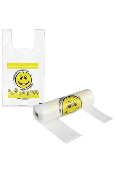 Rulo Gülenyüz Baskılı Hışır Poşet-büyük Boy-100'lü ürün görseli