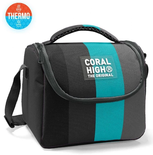 Coral High Erkek Çocuk İlkokul Beslenme Çantası, Siyah Turkuaz Çizgili, Isı Yalıtımlı - Resim 7