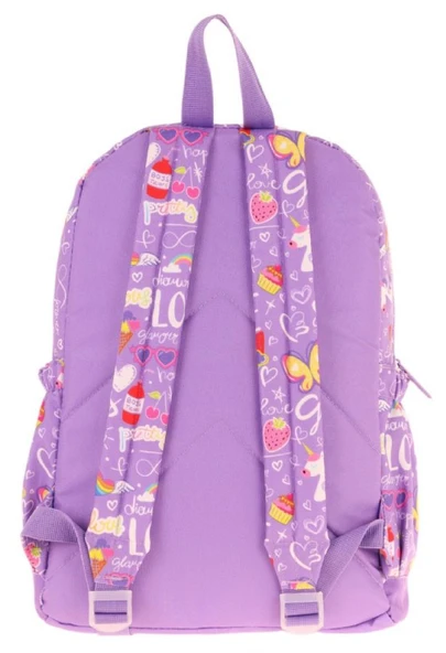 Kaukko Kids Dört Bölmeli Kız Çocuk Silikon Aksesuarlı Mor İlkokul Çantası - Resim 3