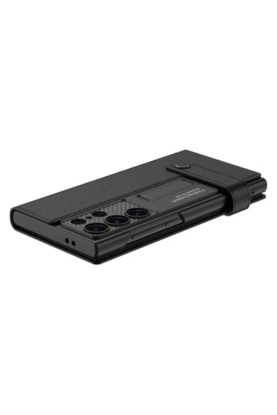 szr store Galaxy S24 Ultra Zore Kıpta Standlı Kartlıklı Kapak-Siyah - 2