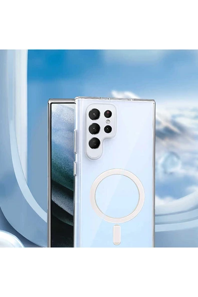 KILIFTECH Galaxy S22 Ultra Uyumlu Zore Tacsafe Wireless Kılıf-Renksiz - Resim 3