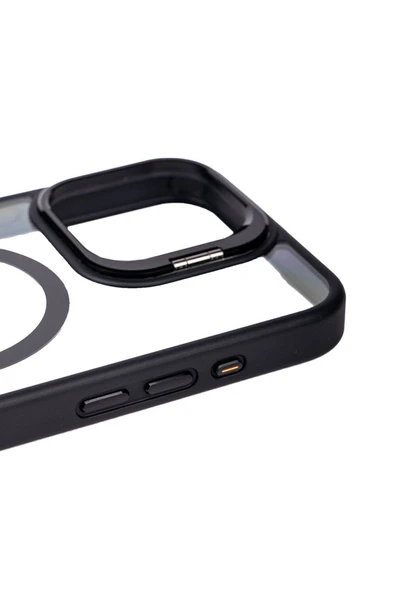 mobiledepo iPhone 15 Pro Uyumlu Magsafe Wireless Şarj Özellikli Standlı Zore Magsafe Klon LMBD-li Kılıf-Gr - 2