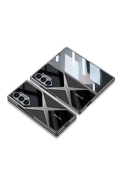 KILIFTECH Galaxy Z Fold 6 Kılıf Ultra İnce Kamera Korumalı PC + Deri Arka Yüzey Zore X-Pro Kapak-Titanyum-Gri - 4