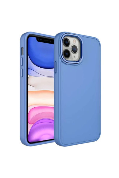 SAFA iPhone 12 Pro Max Uyumlu Metal Çerçeve ve Buton Tasarımlı Silikon Zore Luna Kılıf-Lavendery Gr ürün görseli 1