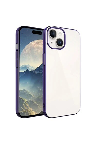 szr store iPhone 15 Plus Uyumlu Sert PC Renkli Çerçeveli Zore Riksos Kılıf-Derin Mor ürün görseli