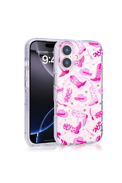 zore iPhone 16 Uyumlu Kılıf Magsafe Şarj Özellikli Zore Stilo Kapak-Pembe ürün görseli