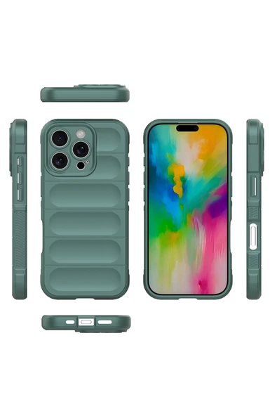 KILIFTECH iPhone 16 Pro Kılıf Esnek TPU Oyuklu Arka Yüzey Tasarımlı Zore Etnik Silikon Kapak - Siyah - Resim 4