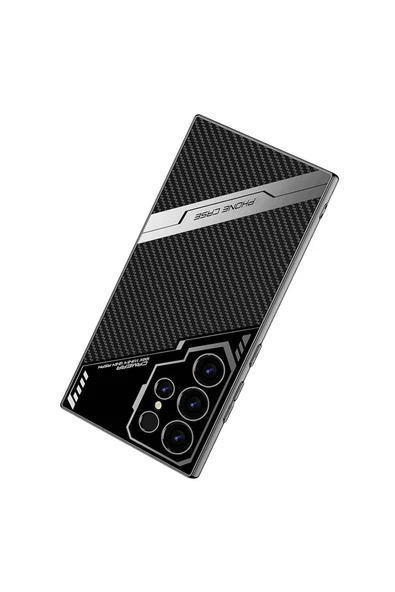 KILIFTECH Galaxy S23 Ultra Kılıf Kamera Korumalı Karbon Tasarım Zore Yeni Seri Procase Kapak-Siyah Karbon - 5