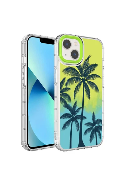 Zeyline iPhone 14 Uyumlu Kamera Korumalı Renkli Desenli Sert Silikon ZYL Korn Kılıf-NO8 ürün görseli