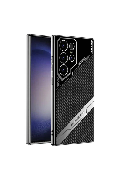 KILIFTECH Galaxy S23 Ultra Kılıf Kamera Korumalı Karbon Tasarım Zore Yeni Seri Procase Kapak-Siyah Karbon - 1