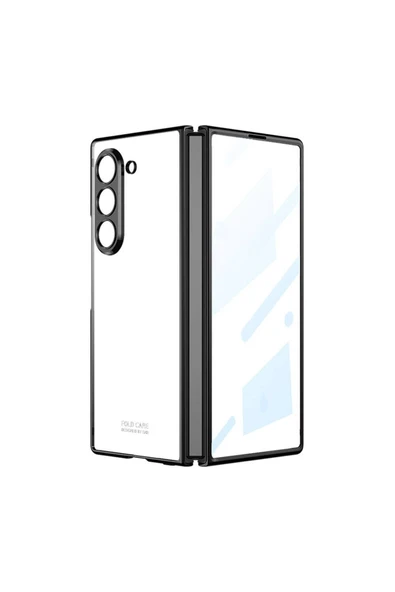 szr store Galaxy Z Fold 6 Kılıf Zore Full Camlı Kıpta Kapak-Siyah - 1