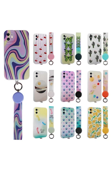 SAFA iPhone 11 Uyumlu Desenli El Askılı İpli Zore Arte Silikon Kılıf-NO9 - Resim 2