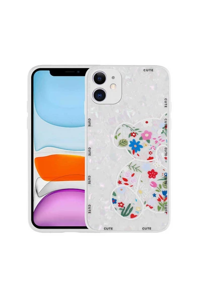 KILIFTECH iPhone 12 Uyumlu Desenli Sert Silikon Zore Mumila Kılıf-White Bear - 1