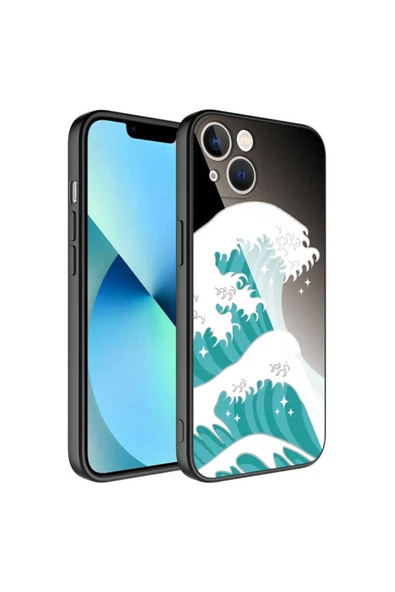 FLYGIFTS iPhone 13 Uyumlu Kamera Korumalı Desenli Sert Silikon Zore Epoksi Kılıf-NO9 ürün görseli 1