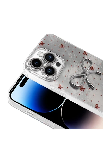 zore iPhone 14 Pro Max Kılıf Kamera Korumalı Figürlü Zore Ponti Silikon Kapak - Lila - Resim 4