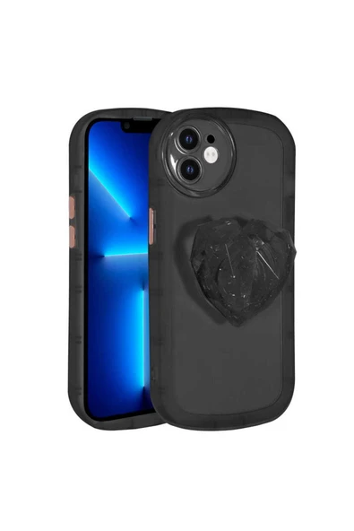 KILIFTECH iPhone 12 Uyumlu Kamera Korumalı Pop Soketli Renkli Zore Ofro Kılıf-Siyah ürün görseli