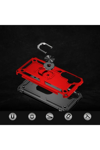 KILIFTECH Galaxy S25 Kılıf Zore Vega Kapak - Kırmızı - Resim 8