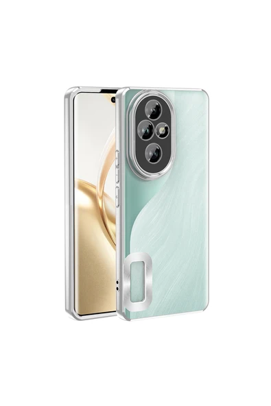KILIFTECH Honor 200 Kılıf Kamera Korumalı Logo Gösteren Zore Omega Kapak - Gümüş - 1