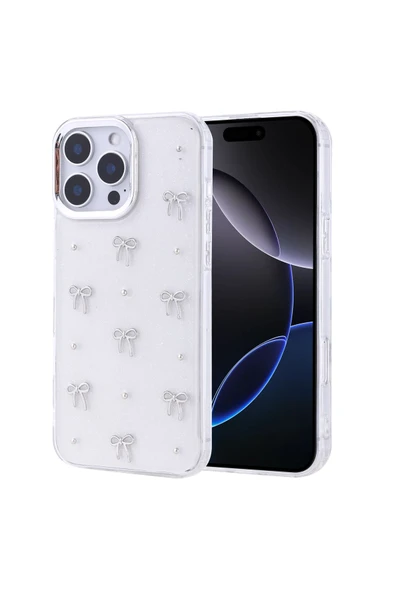 KILIFTECH iPhone 16 Pro Max Kılıf Airbag Tasarımlı Simli Şeffaf Zore Kutup Kapak - Yıldız - Resim 2