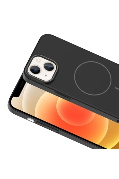 zore iPhone 13  uyumlu Kılıf Magsafe Şarj Özellikli Zore Ruby Silikon Kapak - Desert Titanyum - Resim 8