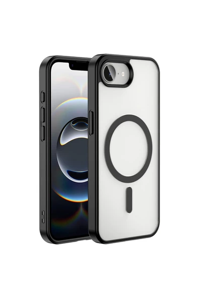 KILIFTECH iPhone 16E Kılıf Magsafe Wireless Şarj Özellikli Silikon Zore Ege Kapak - Siyah - Resim 3