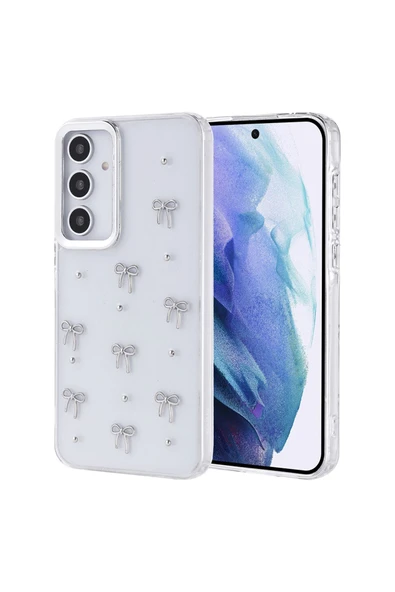 KILIFTECH Galaxy A55 Kılıf Airbag Tasarımlı Simli Şeffaf Zore Kutup Kapak - Yıldız - 2