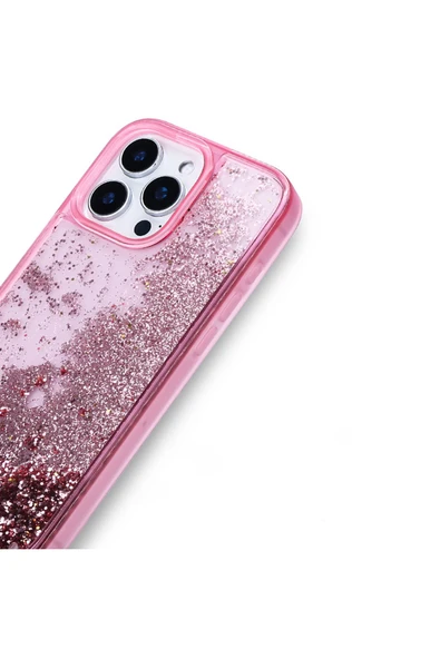 KILIFTECH iPhone 16 Pro Max Uyumlu Kılıf Sıvılı Simli Şeffaf Arka Yüzey Zore Keto Silikon Kapak-Mor - 2