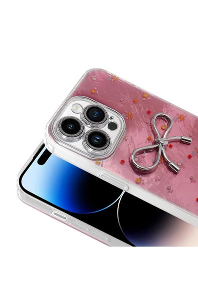 zore iPhone 14 Pro Max Kılıf Kamera Korumalı Figürlü Zore Ponti Silikon Kapak - Lila - Resim 6