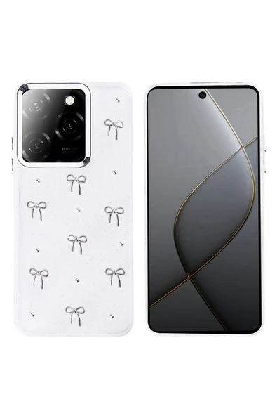 batuteknoloji Tecno Spark 20 Pro 5G  uyumlu Kılıf Airbag Tasarımlı Simli Şeffaf Kutup Kapak - Fiyonk ürün görseli