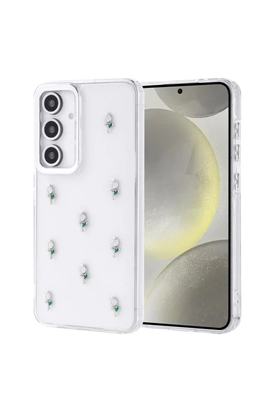 KILIFTECH Galaxy S24 FE Kılıf Airbag Tasarımlı Simli Şeffaf Zore Kutup Kapak - Kiraz - 2