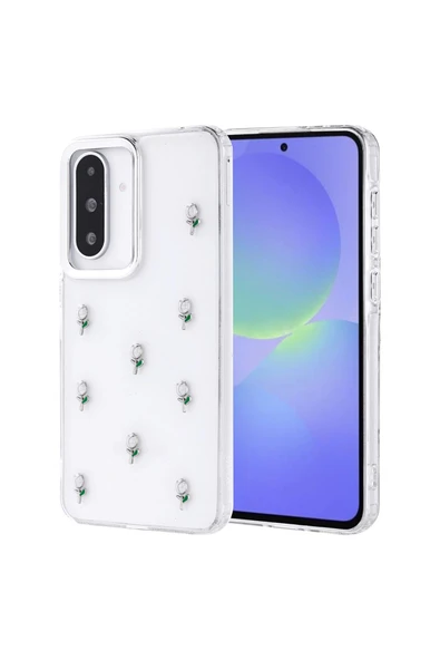 KILIFTECH Galaxy A36 Kılıf Airbag Tasarımlı Simli Şeffaf Zore Kutup Kapak - Yıldız - 2