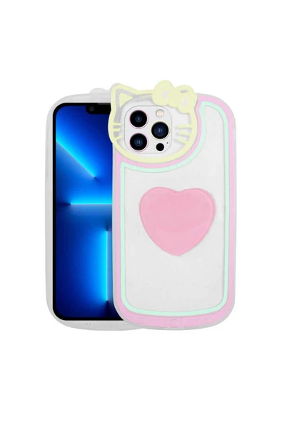 Noir318 iPhone 12 Pro Max Uyumlu Kedi Figürlü Transparan Pop Soketli Zore Ritmik Kılıf-Pembe ürün görseli