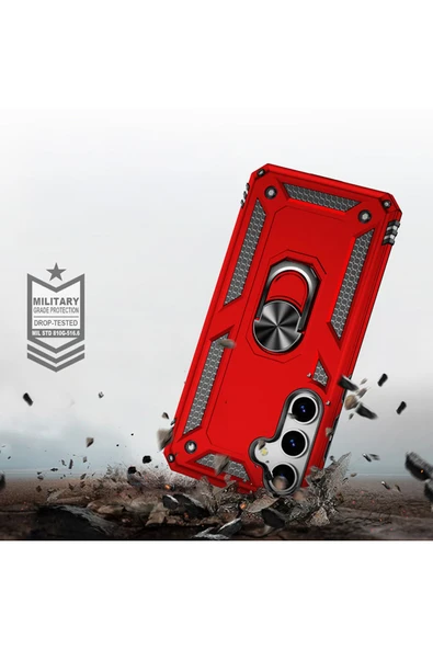 KILIFTECH Galaxy S25 Kılıf Zore Vega Kapak - Kırmızı - Resim 5