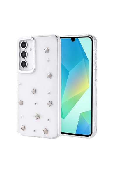 KILIFTECH Galaxy A16 Kılıf Airbag Tasarımlı Simli Şeffaf Zore Kutup Kapak - Kiraz - 2