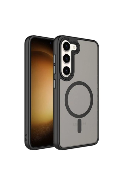 KILIFTECH Galaxy S23 Uyumlu Mat Arka Yüzey Wireless Şarj Özellikli Zore Flet Magsafe Kılıf-Siyah ürün görseli 1