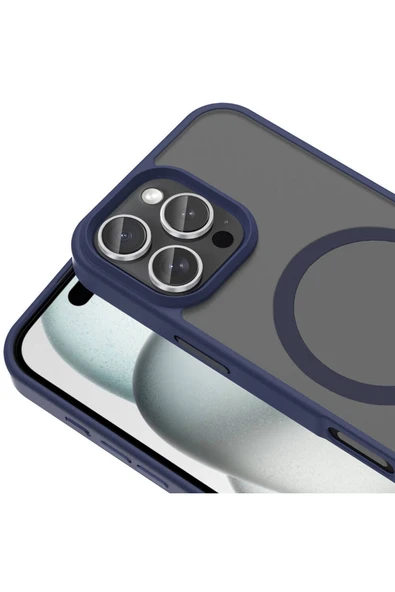 KILIFTECH iPhone 16 Pro Kılıf Magsafe Şarj Özellikli Mat Arka Yüzey Zore Sio Kapak-Derin Mor - Resim 5