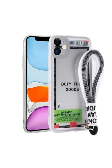 Ayyıldız Aksesuar Dünyası iPhone 11 Uyumlu Desenli El Askılı İpli Zore Astana Silikon Kılıf-Duty Free ürün görseli