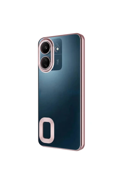 Mayaks Poco C65 Kılıf Kamera Korumalı Logo Gösteren Zore Omega Kapak-Rose Gold - Resim 5