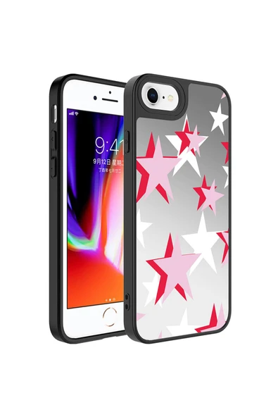 KILIFTECH iPhone SE 2022 Uyumlu Aynalı Desenli Kamera Korumalı Parlak Zore Mirror Kılıf-Yıldız ürün görseli