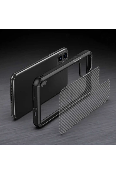 Base Dijital iPhone 11 Uyumlu Zore İnoks Kılıf-Siyah - Resim 3